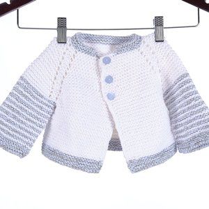 Handmade White & Blue Baby Sweater